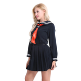 Cosplay Sailor Uniform Costume / Long Sleeve Shirt With Pleated Skirt And Neckerchief - EVE's SECRETS