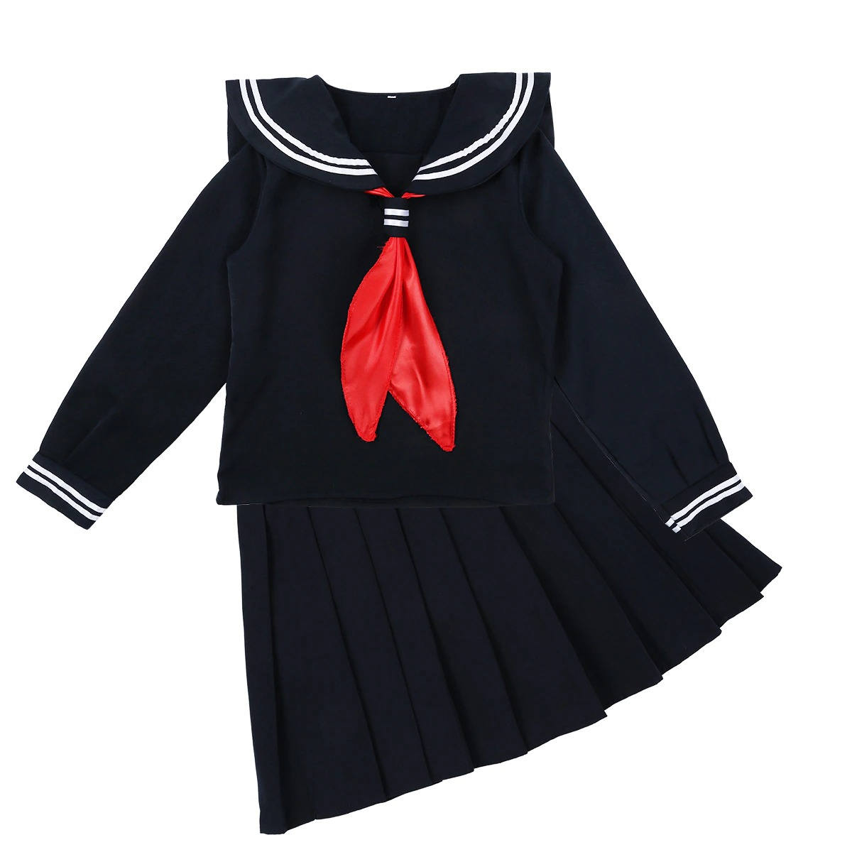 Cosplay Sailor Uniform Costume / Long Sleeve Shirt With Pleated Skirt And Neckerchief - EVE's SECRETS