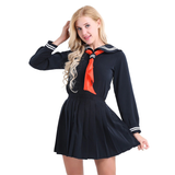 Cosplay Sailor Uniform Costume / Long Sleeve Shirt With Pleated Skirt And Neckerchief - EVE's SECRETS