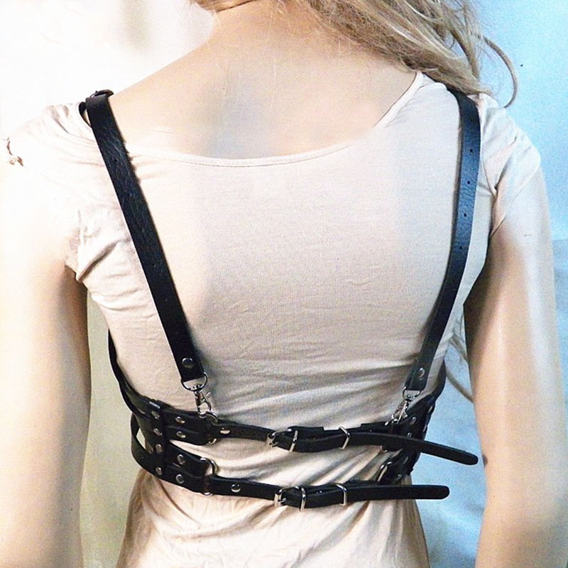 Creative Sexy PU Leather Bra Belts Harness / Alternative Black Intimate Harnes for Ladies - EVE's SECRETS