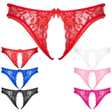 Crotchless T-back Gay Panties With Floral Prind and Lace / Hollow Out Homme Thong Male Underpants - EVE's SECRETS