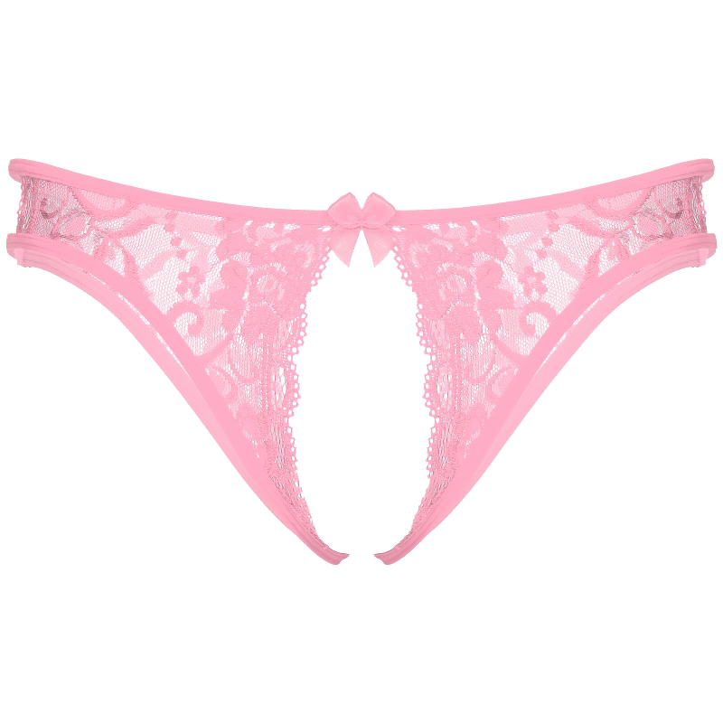 Crotchless T-back Gay Panties With Floral Prind and Lace / Hollow Out Homme Thong Male Underpants - EVE's SECRETS