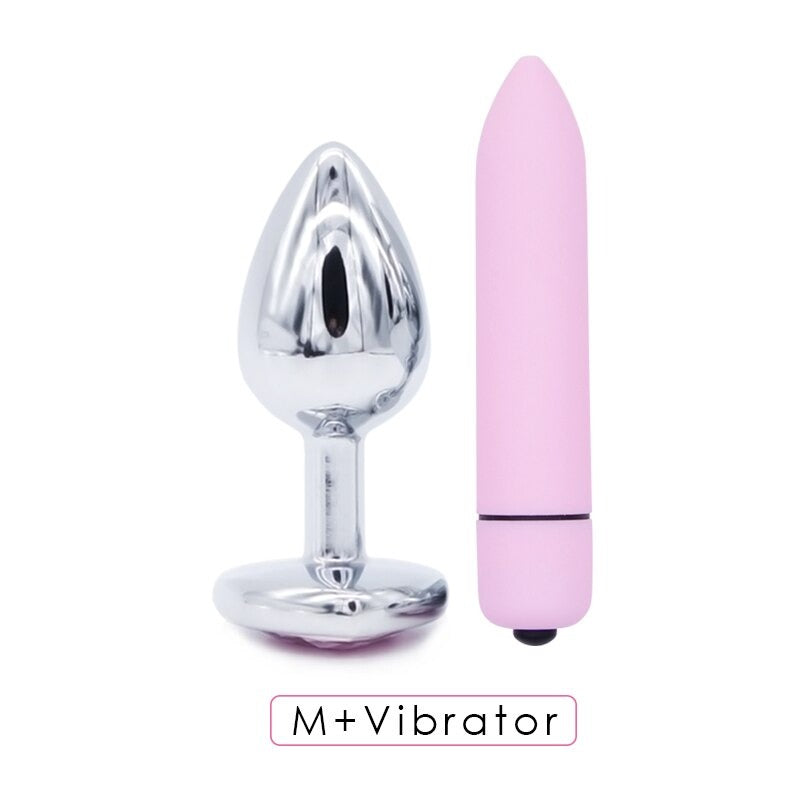Crystal Jewelry Heart Stainless Steel Butt Plug Dildo / Bullet Vibrator Anal Plug Sex Toys - EVE's SECRETS