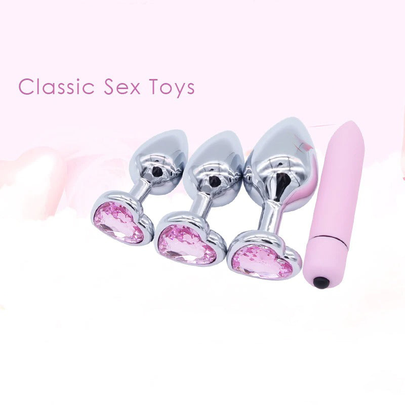 Crystal Jewelry Heart Stainless Steel Butt Plug Dildo / Bullet Vibrator Anal Plug Sex Toys - EVE's SECRETS