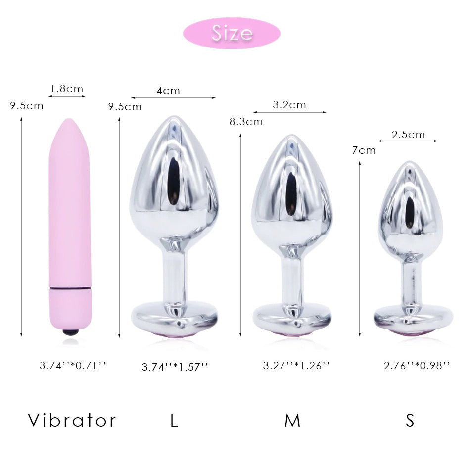 Crystal Jewelry Heart Stainless Steel Butt Plug Dildo / Bullet Vibrator Anal Plug Sex Toys - EVE's SECRETS