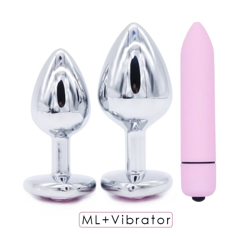 Crystal Jewelry Heart Stainless Steel Butt Plug Dildo / Bullet Vibrator Anal Plug Sex Toys - EVE's SECRETS