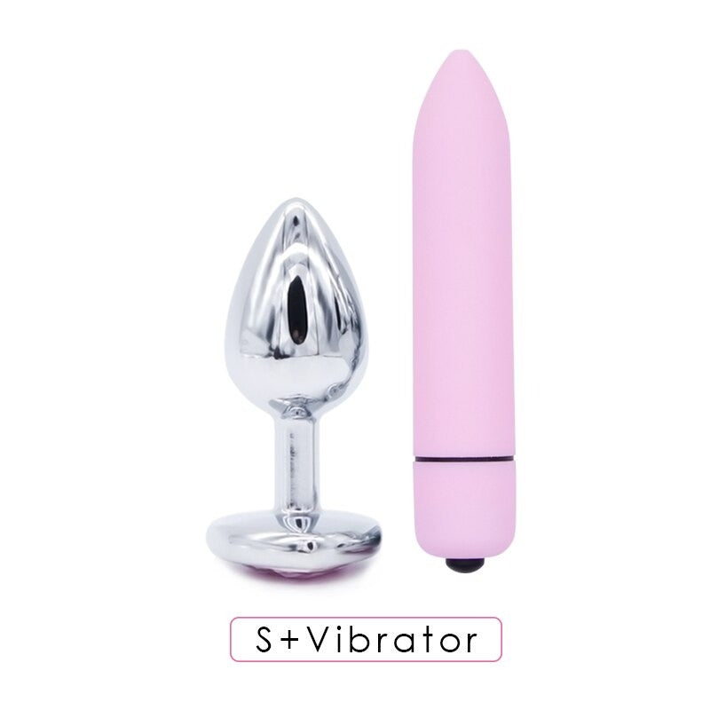 Crystal Jewelry Heart Stainless Steel Butt Plug Dildo / Bullet Vibrator Anal Plug Sex Toys - EVE's SECRETS
