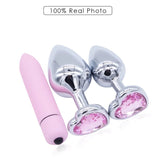 Crystal Jewelry Heart Stainless Steel Butt Plug Dildo / Bullet Vibrator Anal Plug Sex Toys - EVE's SECRETS