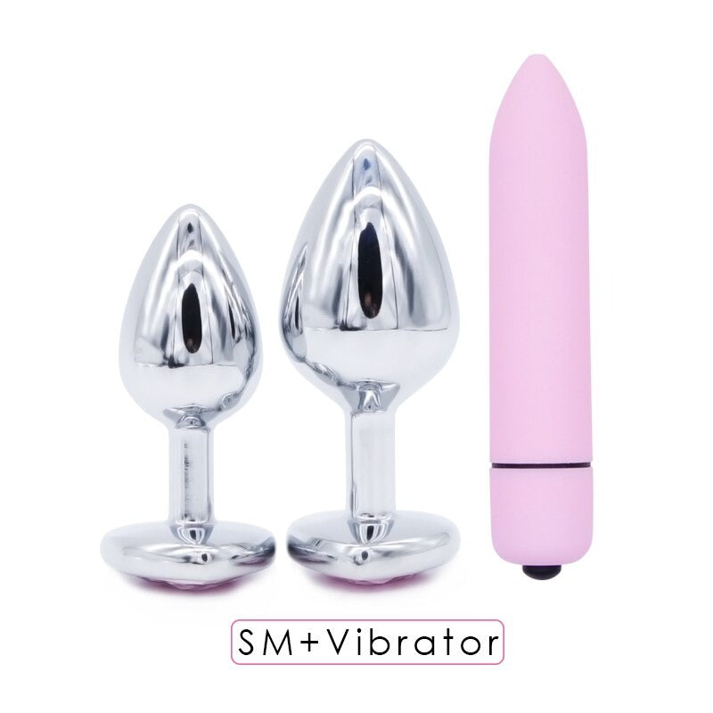Crystal Jewelry Heart Stainless Steel Butt Plug Dildo / Bullet Vibrator Anal Plug Sex Toys - EVE's SECRETS