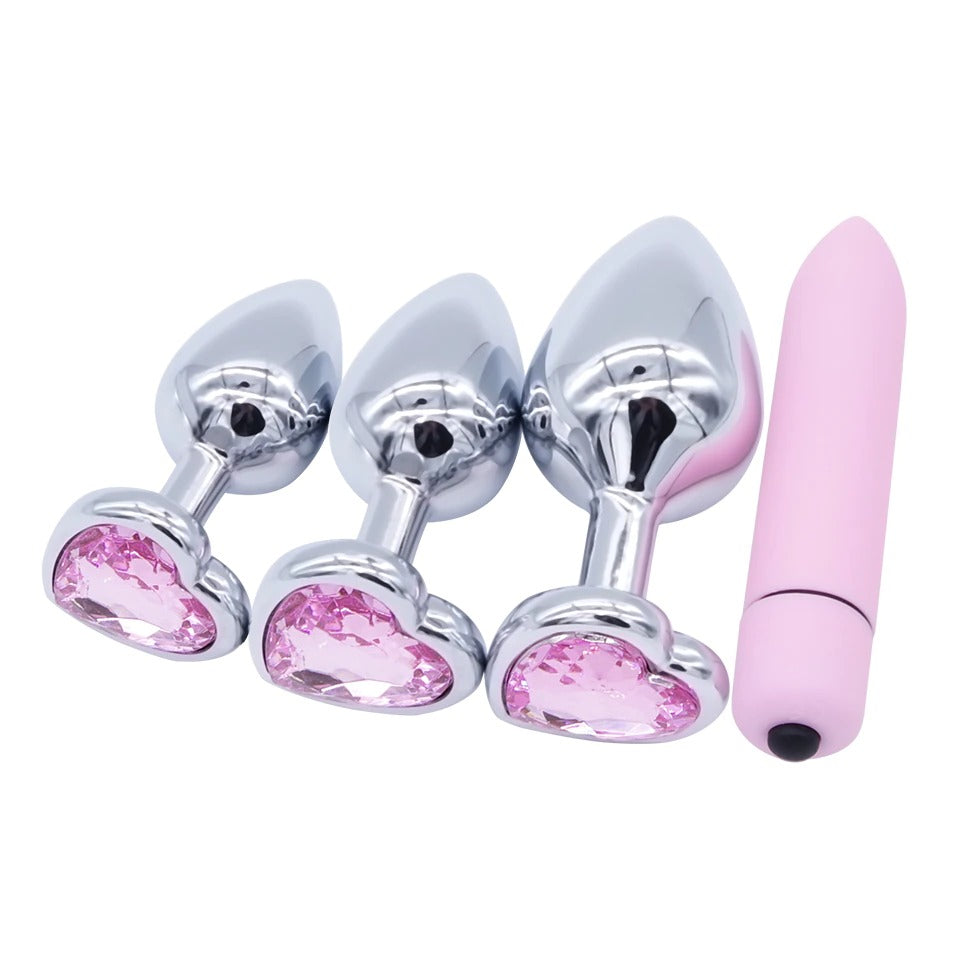 Crystal Jewelry Heart Stainless Steel Butt Plug Dildo / Bullet Vibrator Anal Plug Sex Toys - EVE's SECRETS