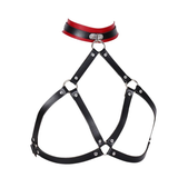 Cupless Women PU Leather Body Harness / Hollow Out Bondage Garter Belt / Fetish Rave Outfits - EVE's SECRETS
