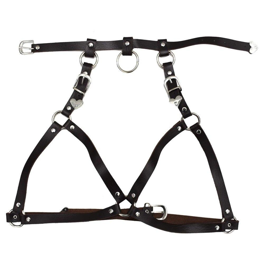 Cupless Women PU Leather Body Harness / Hollow Out Bondage Garter Belt of BDSM Accessories - EVE's SECRETS