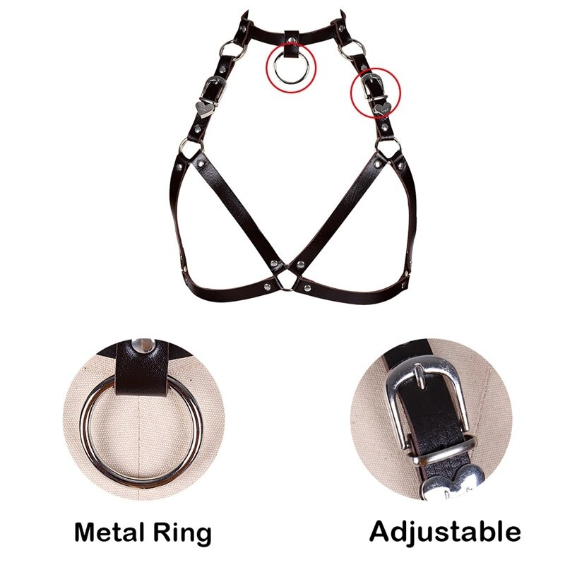 Cupless Women PU Leather Body Harness / Hollow Out Bondage Garter Belt of BDSM Accessories - EVE's SECRETS