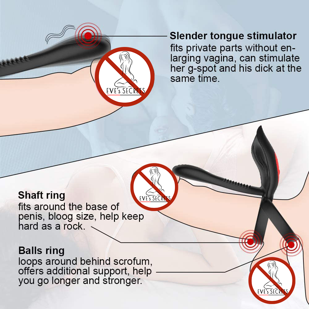 Delay Ejaculation Penis Vibrator With Double Cock Ring / Nipples Massager for Men / Adult Sex Toys - EVE's SECRETS