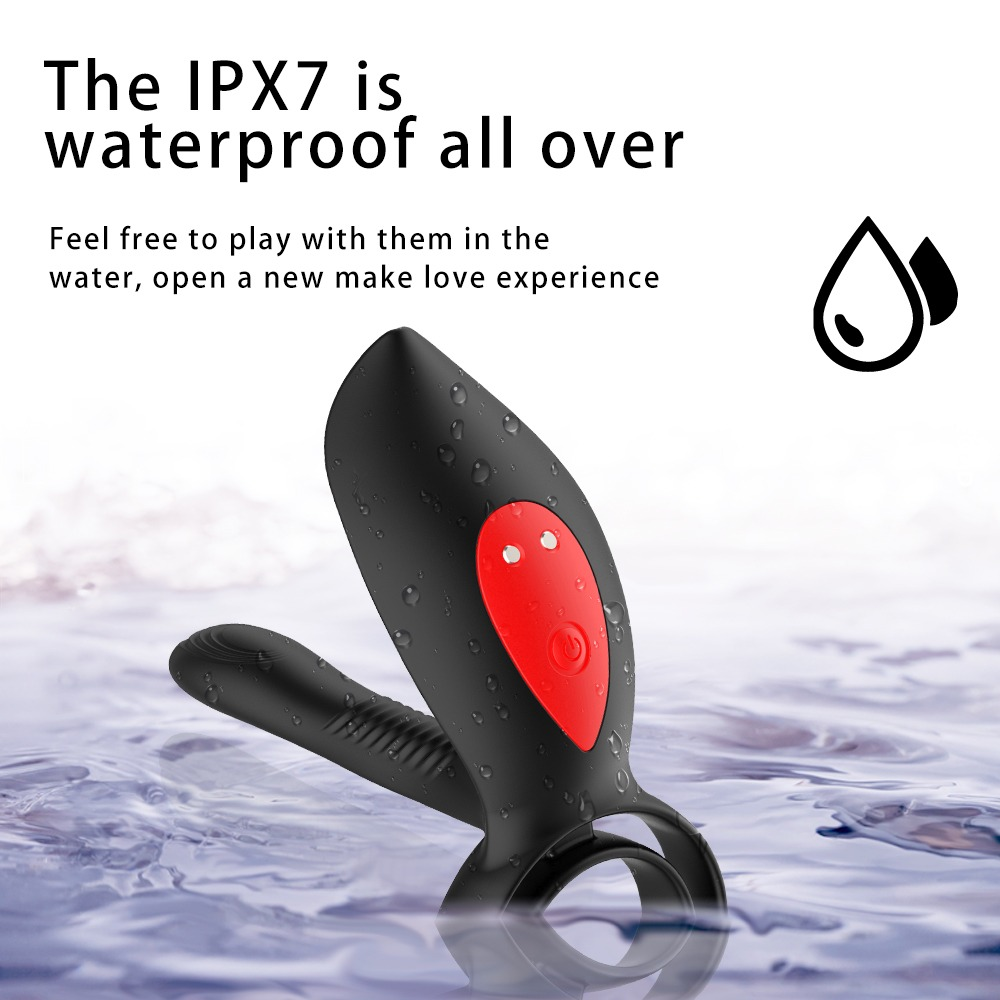 Delay Ejaculation Penis Vibrator With Double Cock Ring / Nipples Massager for Men / Adult Sex Toys - EVE's SECRETS