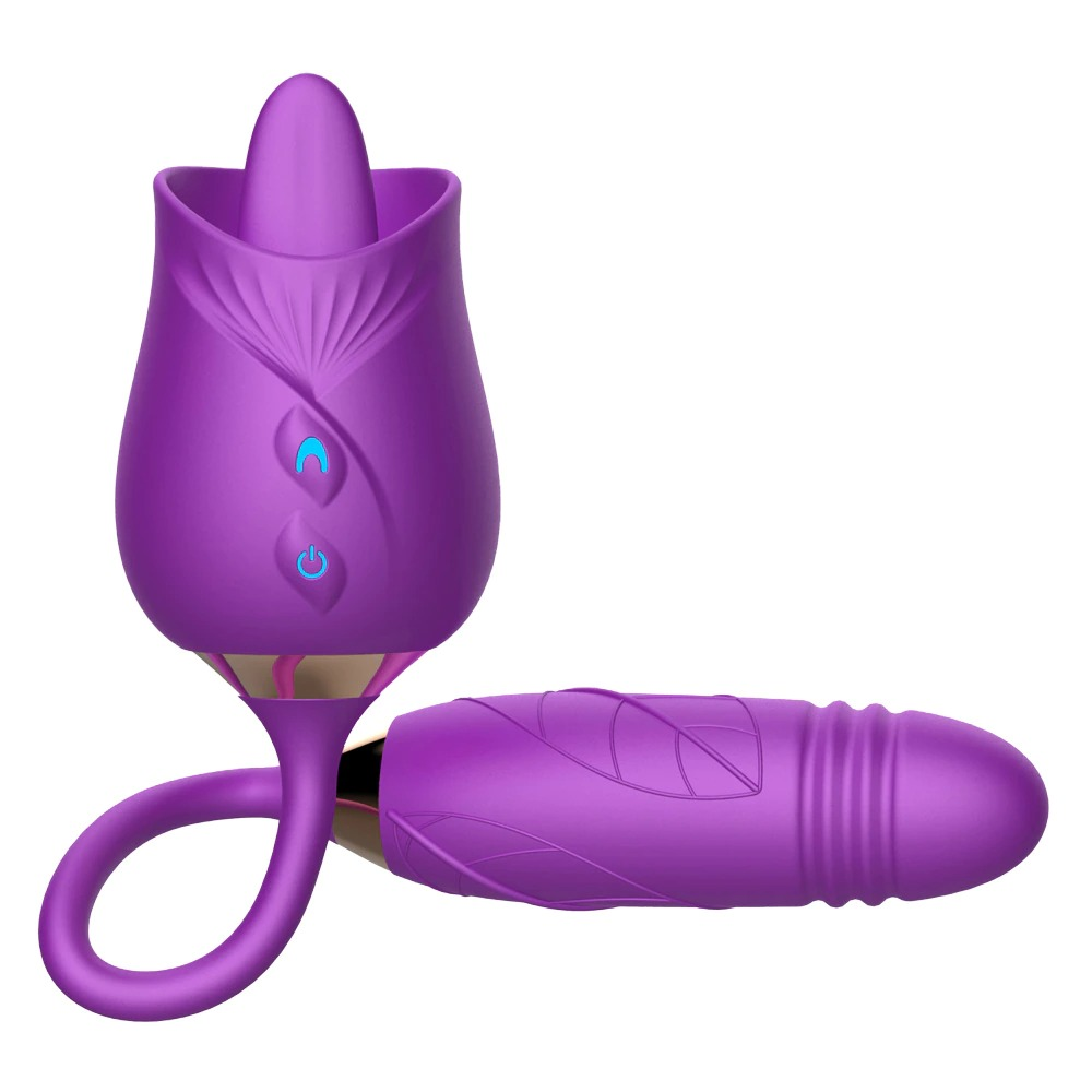 Double Headed Vagina Sucking Vibrator in form Rose / Women's Sex Toy for Clitoris Stimulation - EVE's SECRETS