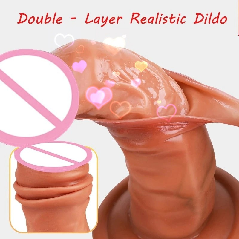 Double-layer Soft Realistic Dildo with Suction Cup / Feeling Real Skin Huge Dildo - EVE's SECRETS
