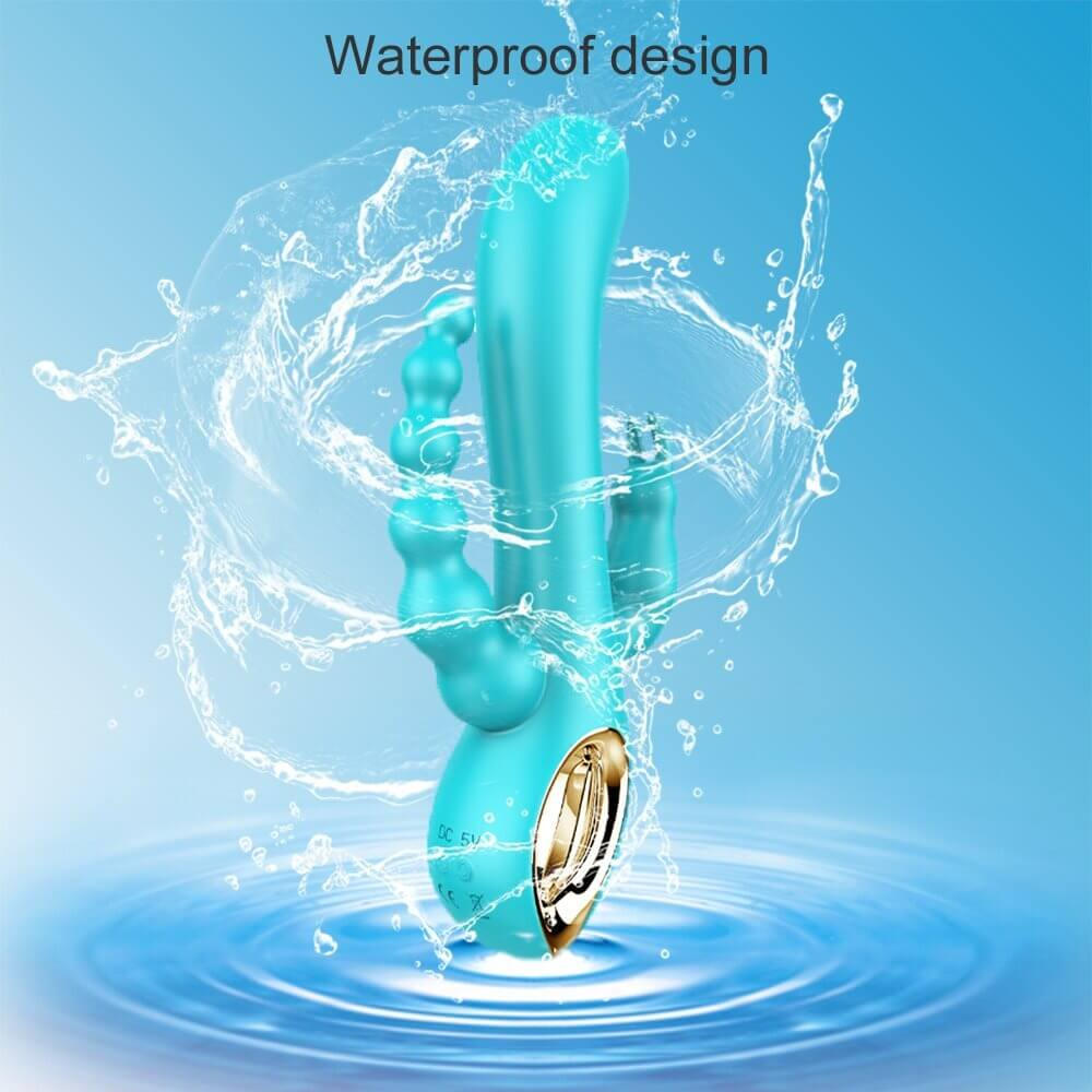 Double Penetration Masturbator With Clitoral Massage Funktion / Women's Rabbit Vibrator - EVE's SECRETS