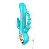 Doppelpenetrations-Masturbator mit Klitoris-Massagefunktion / Rabbit-Vibrator für Damen