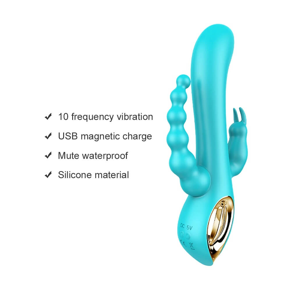 Double Penetration Masturbator With Clitoral Massage Funktion / Women's Rabbit Vibrator - EVE's SECRETS