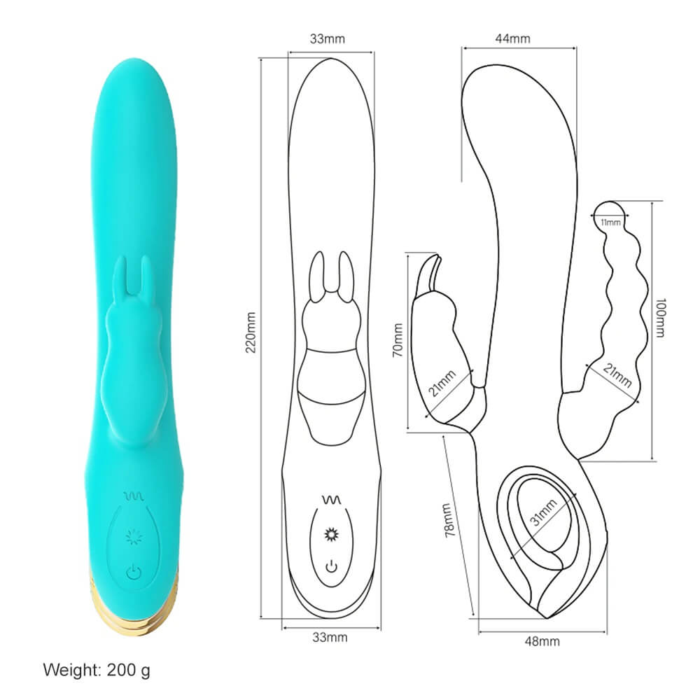 Double Penetration Masturbator With Clitoral Massage Funktion / Women's Rabbit Vibrator - EVE's SECRETS