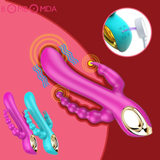 Double Penetration Masturbator With Clitoral Massage Funktion / Women's Rabbit Vibrator - EVE's SECRETS