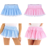 Elastic Waistband Short Skirt with Lace / Sexy Pleated A-Line Mini Skirt - EVE's SECRETS