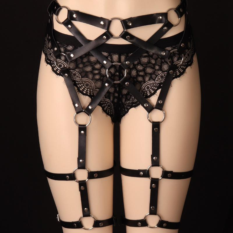 Erotic Adjustable PU Leather Body Harness / Sexy Women Chest Belt and Leg Harness - EVE's SECRETS