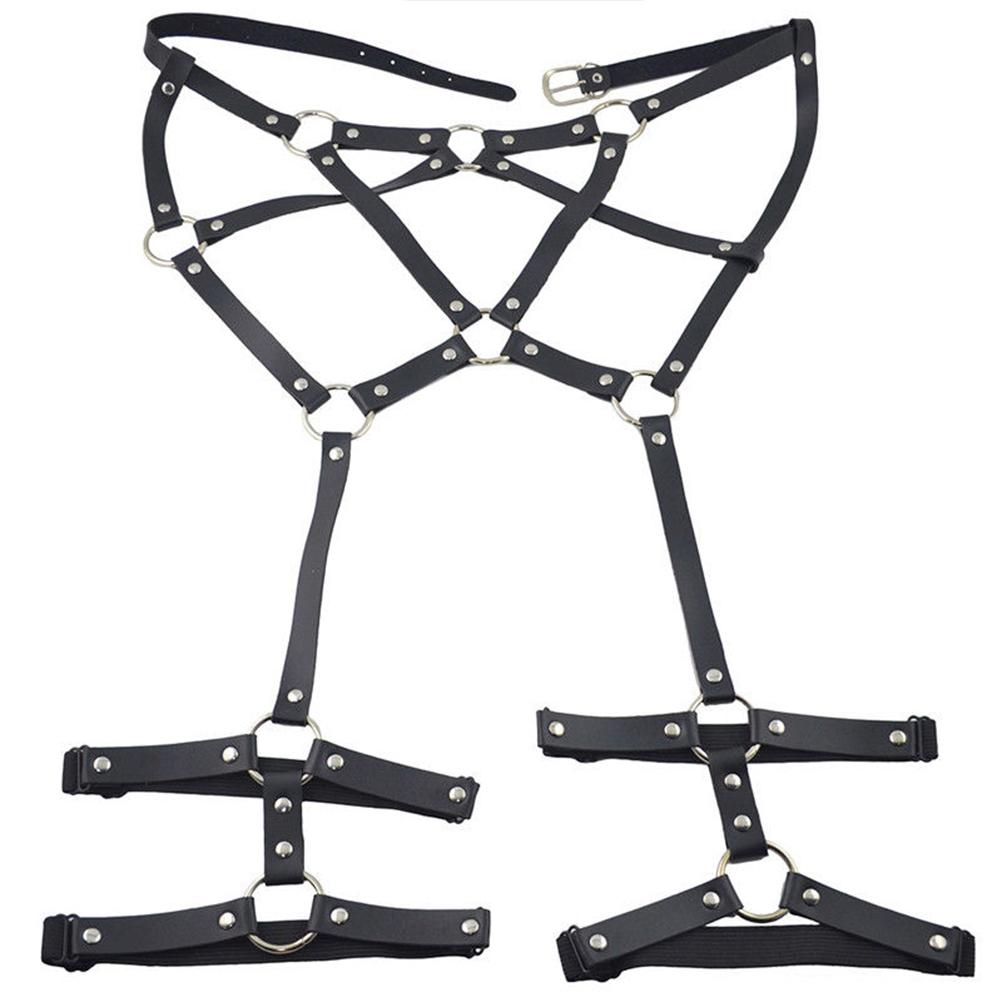 Erotic Adjustable PU Leather Body Harness / Sexy Women Chest Belt and Leg Harness - EVE's SECRETS