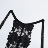 Erotic Black Lace Lingerie Set / Underwire Bras with Panties & Garters / Sexy Underwear of 4-Pieces - EVE's SECRETS