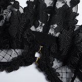 Erotic Black Lace Lingerie Set / Underwire Bras with Panties & Garters / Sexy Underwear of 4-Pieces - EVE's SECRETS
