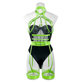 Erotic Female Halter Bodysuit / Fancy Transparent Lingerie With Garters / Sexy Body Outfits - EVE's SECRETS