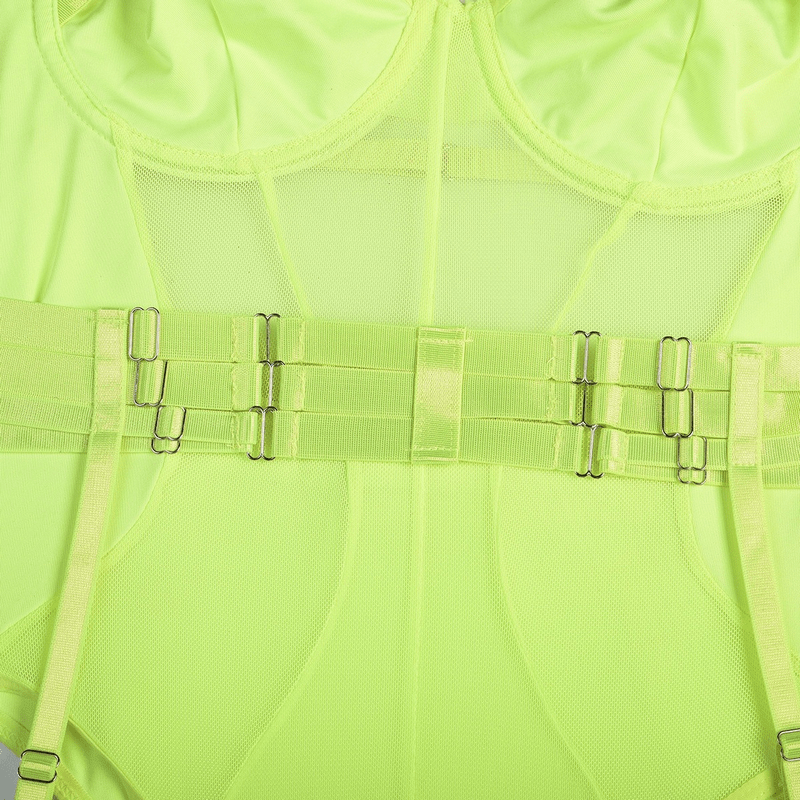 Erotic Female Halter Bodysuit / Fancy Transparent Lingerie With Garters / Sexy Body Outfits - EVE's SECRETS