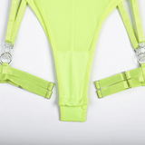 Erotic Female Halter Bodysuit / Fancy Transparent Lingerie With Garters / Sexy Body Outfits - EVE's SECRETS