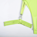 Erotic Female Halter Bodysuit / Fancy Transparent Lingerie With Garters / Sexy Body Outfits - EVE's SECRETS