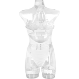 Erotic Female Halter Bodysuit / Fancy Transparent Lingerie With Garters / Sexy Body Outfits - EVE's SECRETS