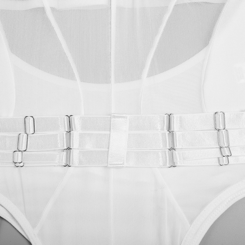 Erotic Female Halter Bodysuit / Fancy Transparent Lingerie With Garters / Sexy Body Outfits - EVE's SECRETS