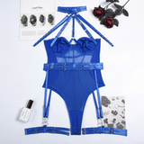 Erotic Female Halter Bodysuit / Fancy Transparent Lingerie With Garters / Sexy Body Outfits - EVE's SECRETS