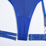 Erotic Female Halter Bodysuit / Fancy Transparent Lingerie With Garters / Sexy Body Outfits - EVE's SECRETS