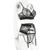 Erotic Female Plaid Lingerie Underwear / Transparent Lace Brief Bra and Panty Sets - EVE's SECRETS