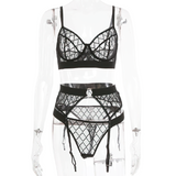 Erotic Female Plaid Lingerie Underwear / Transparent Lace Brief Bra and Panty Sets - EVE's SECRETS