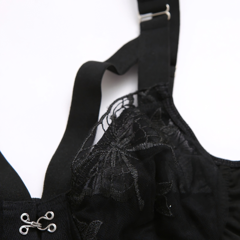 Erotic Lace Bodysuit with Ruffled for Women / Sexy Black Lingerie with Front Closure - EVE's SECRETS