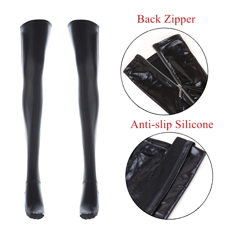 Erotic Latex High Stockings For Women / Aesthetic Female Lingerie For Pole Dance - EVE's SECRETS