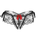 Erotische Dessous mit offenem Schritt / Damenhöschen mit Schleife / Sexy Unterwäsche für Damen
