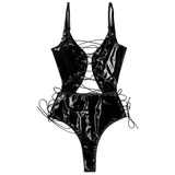 Erotic Lingerie with Spaghetti Strap / Sexy Women's Spandex Bodysuit / Wetlook Lace-up Catsuit - EVE's SECRETS