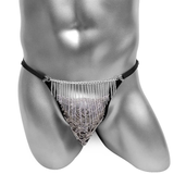 Erotische Herrenhöschen mit offenem Gesäß / Herrenunterwäsche mit floraler Spitze und Ketten