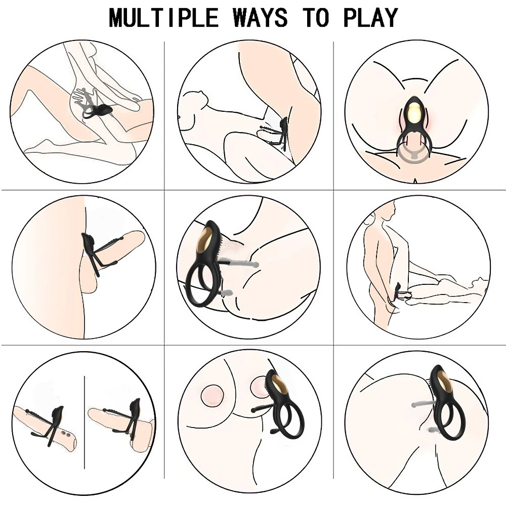 Erotic Penis Double Rings Vibrator / Wireless Stimulator Cockrings for Delay Ejaculation / Male Sex Toys - EVE's SECRETS