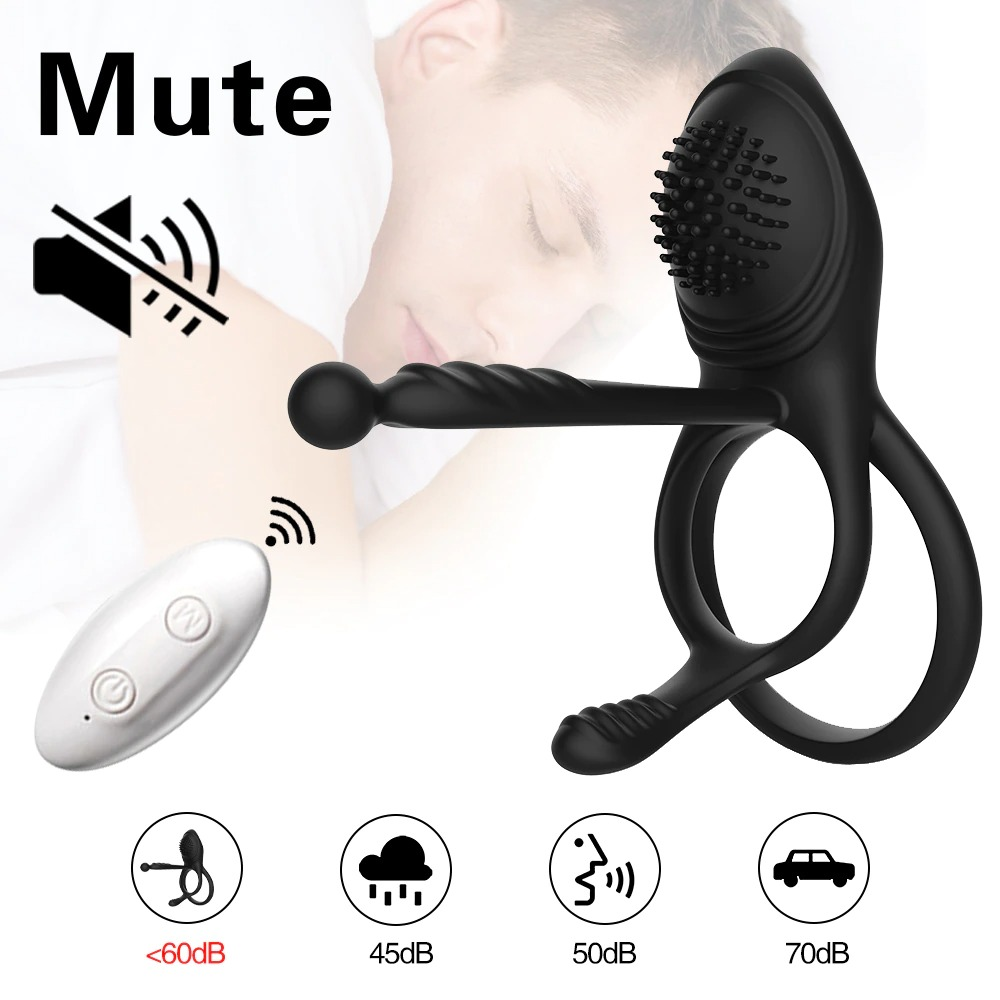 Erotic Penis Double Rings Vibrator / Wireless Stimulator Cockrings for Delay Ejaculation / Male Sex Toys - EVE's SECRETS