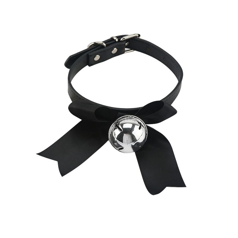 Erotic PU Leather Choker Collar for Ladies / Sexy Bondage Restraints with Bow - EVE's SECRETS