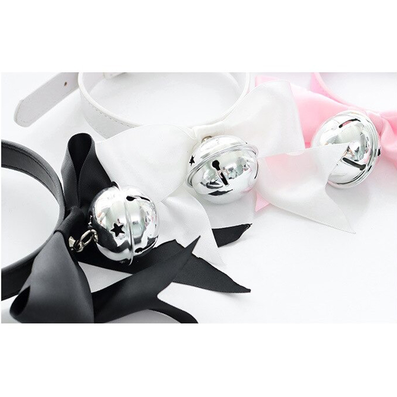 Erotic PU Leather Choker Collar for Ladies / Sexy Bondage Restraints with Bow - EVE's SECRETS